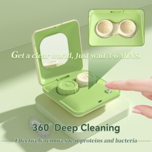 Ultrasonic Portable Contact Lens Cleaner with Mirror – For All Lens Types (Green)